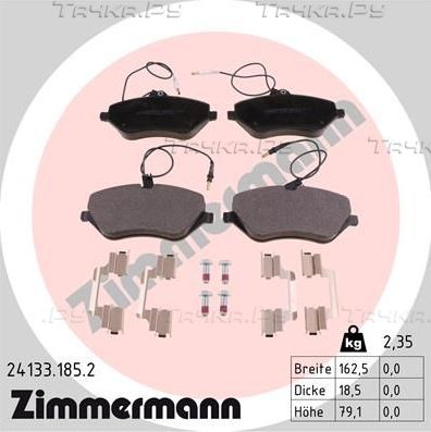 Тормозные колодки Zimmermann передние для Citroen C5 II 2008-2017. Артикул 24133.185.2