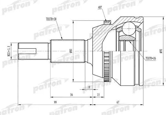 Шрус наружный (граната) Patron. Артикул PCV1433