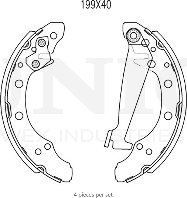 Колодки тормозные барабанные, комплект (Unio). Артикул BRP-10005