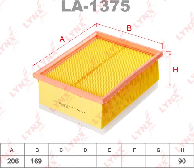 Воздушный фильтр LYNXauto. Артикул LA-1375