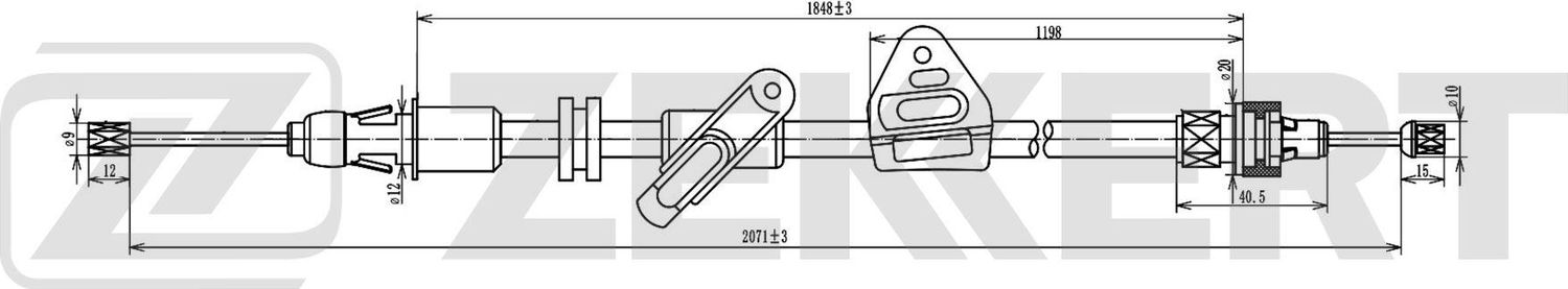 Трос ручника (тросик ручного тормоза) Zekkert. Артикул BZ-1174