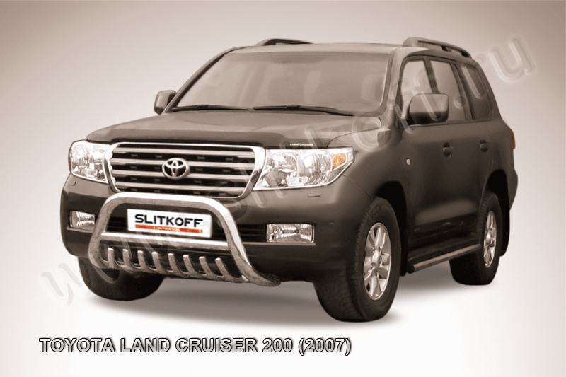Кенгурятник Slitkoff d76 низкий с защитой картера для Toyota Land Cruiser 200 2007-2012. Артикул TLC2-007