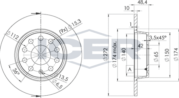 Тормозной диск Icer задний для Volkswagen Touran II 2010-2015. Артикул 78BD5637-2