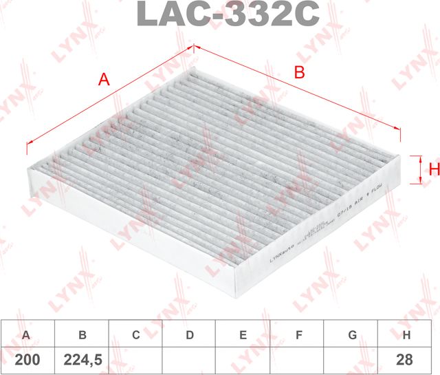 Салонный фильтр LYNXauto. Артикул LAC-332C