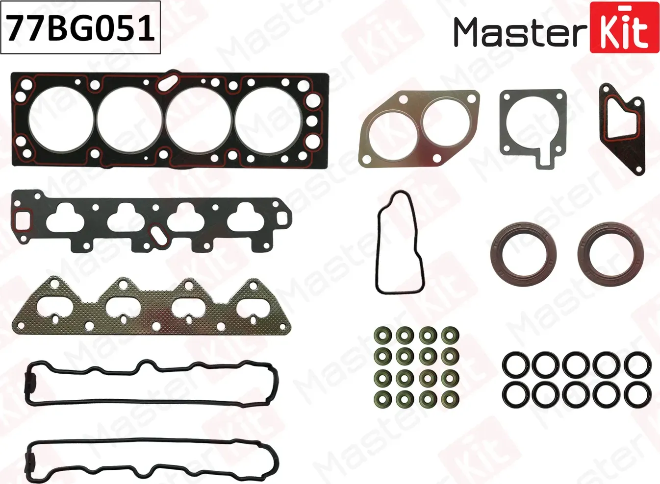 Комплект прокладок двигателя верх. OPEL ASTRA/TIGRA/CORSA 1.4 X14XE/C14SEL 93 (Master KIT). Артикул 77BG051