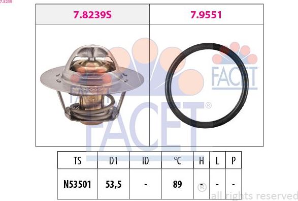 Термостат Facet Made in Italy - OE Equivalent. Артикул 7.8239