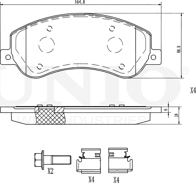 Колодки тормозные дисковые, комплект (Unio). Артикул BRP-20219