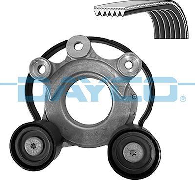 Приводной ремень поликлиновой с роликами (комплект) Dayco для Land Rover Range Rover Evoque II 2018-2026. Артикул KPV1461