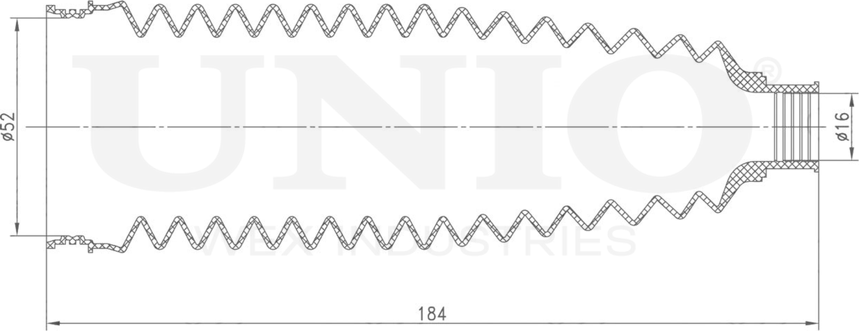 Пыльник рулевой рейки (Unio). Артикул DUC-20020