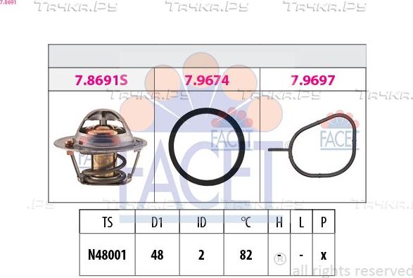 Термостат Facet Made in Italy - OE Equivalent для Volvo V50 I 2005-2012. Артикул 7.8691