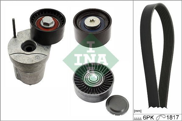 Приводной ремень поликлиновой с роликами (комплект) Ina для BMW 3 V (E90/E91/E92/E93) 2004-2011. Артикул 529 0368 10