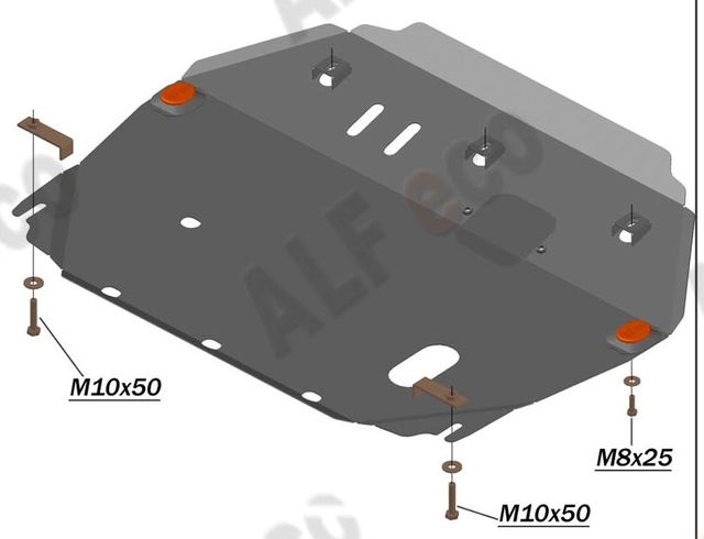 Защита алюминиевая Alfeco для картера и КПП Jac S3 2014-2026. Артикул ALF.56.01 AL4