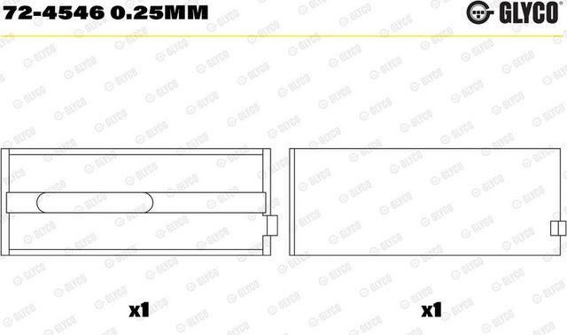 Вкладыши коренные Glyco для IVECO EuroCargo I, II, III 1991-2015. Артикул 72-4546 0.25mm