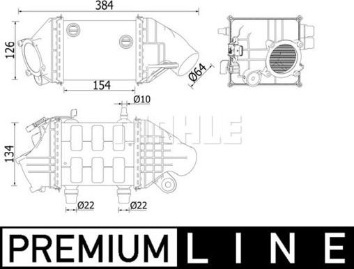 Интеркулер Mahle Premium. Артикул CI 226 000P
