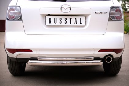 Защита RusStal заднего бампера d76/42 (дуга) для Mazda CX-7 2010-2013. Артикул MC7Z-000650