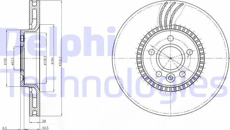 Тормозной диск Delphi. Артикул BG3784