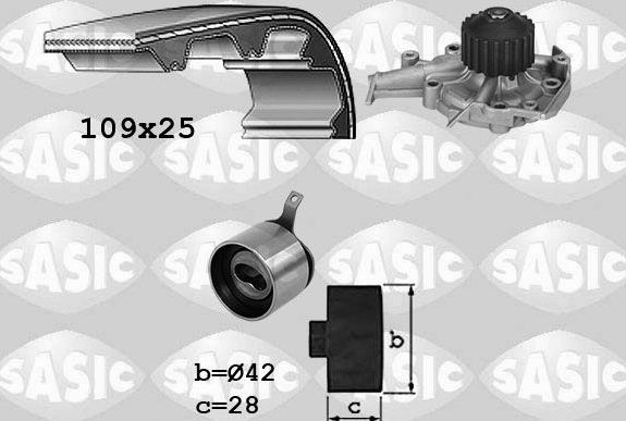 Помпа (водяной насос) с комплектом ремня ГРМ Sasic. Артикул 3906105
