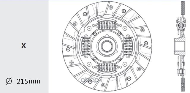 Диск сцепления DAEWOO Nexia (95-) (1.5 DOHC),Espero (90-) (1.5/1.6) (215мм) VALE (Valeo) Valeo. Артикул DW22