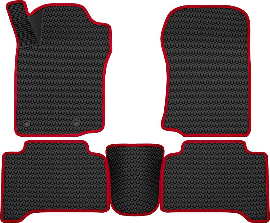 Коврики Rezkon 3D EVA Ромб резиновые для салона Toyota Land Cruiser Prado 150 рестайлинг 2013-2017 Красный кант. Артикул 9234030204