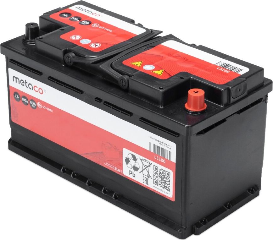 Аккумулятор АКБ METACO 100АЧ 800А 353х175х190 (R) ETN0 гарантия 3 года. Артикул L5100