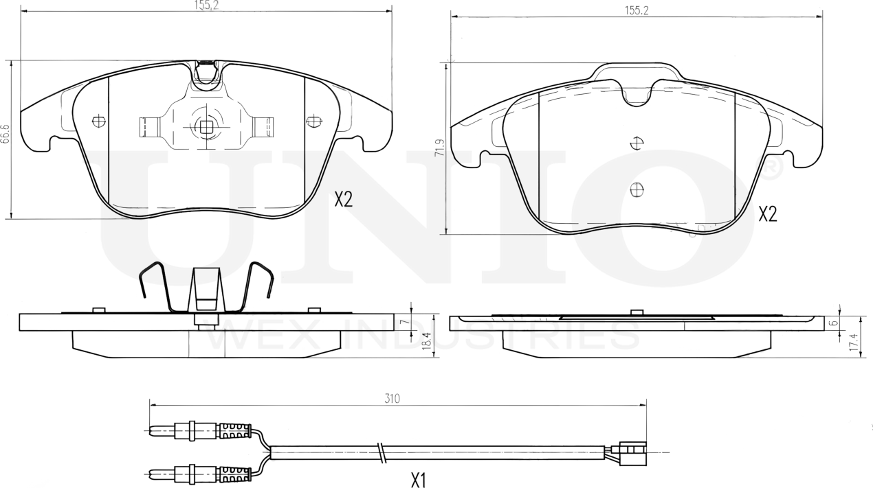 Колодки тормозные дисковые, комплект (Unio). Артикул BRP-20148