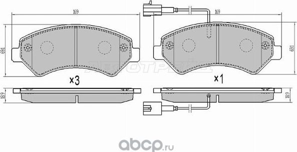 Колодки тормозные FR PEUGEOT BOXER 06- 2 датчика (SAT). Артикул ST1612433680
