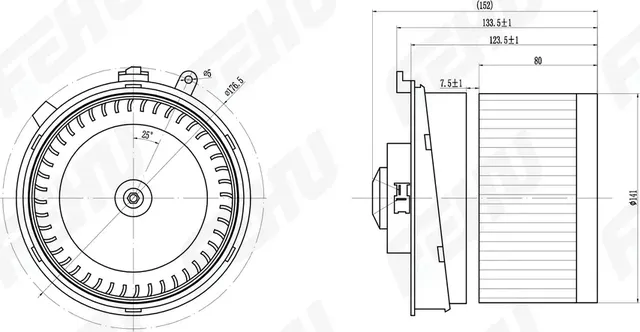 Электровентилятор отопителя для Nissan Qashqai (06-)/X-Trail [T31] (07-) (Fehu). Артикул ffh1107