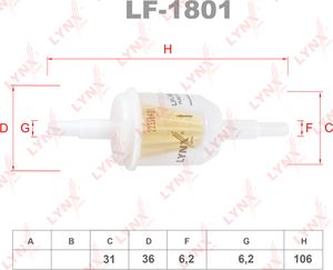 Топливный фильтр LYNXauto для ГАЗ Соболь 1999-2025. Артикул LF-1801