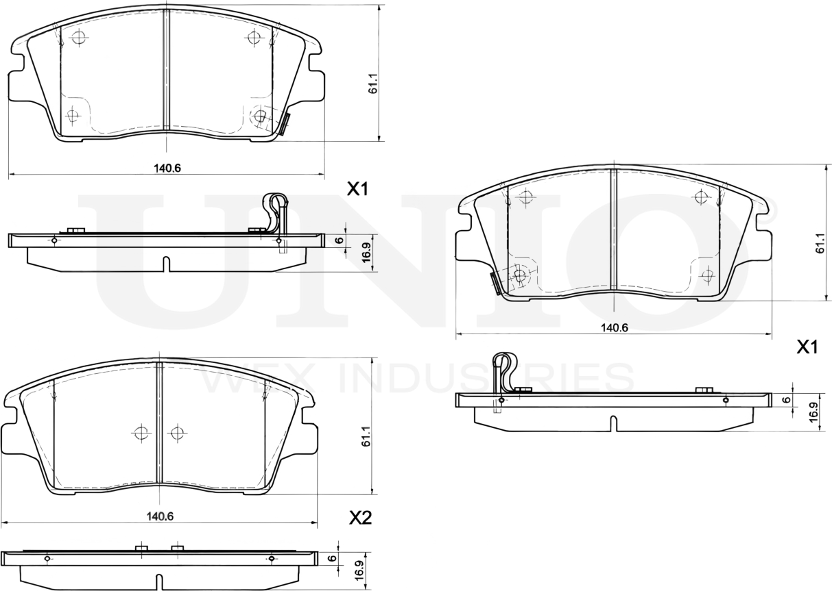 Колодки тормозные дисковые, комплект (Unio). Артикул BRP-20471