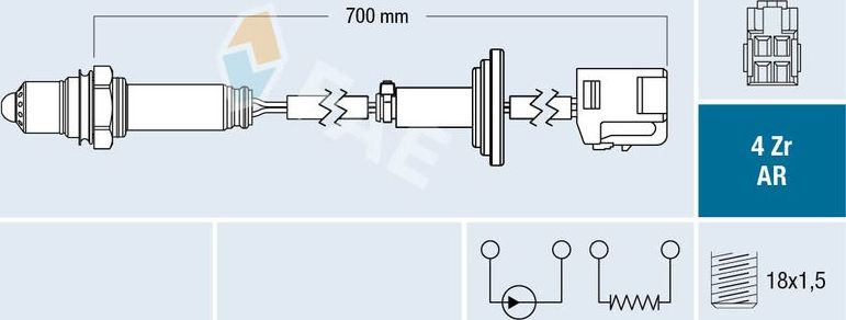 Лямбда-зонд (кислородный датчик) FAE. Артикул 75638