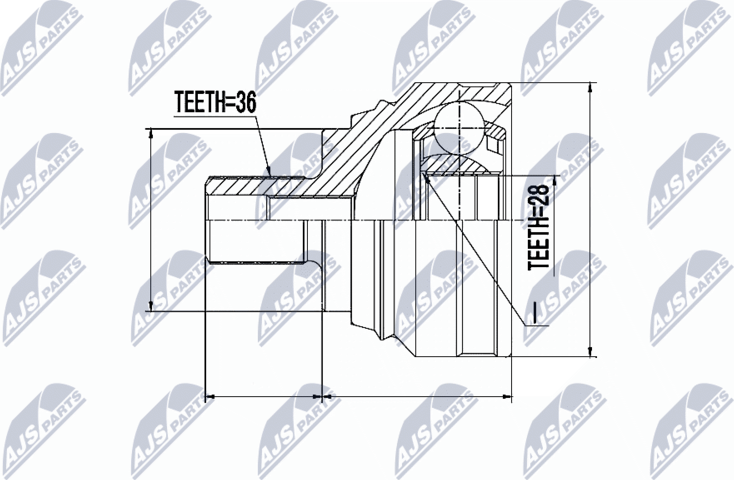 Шрус внутренний (граната) NTY. Артикул NPZ-VW-040