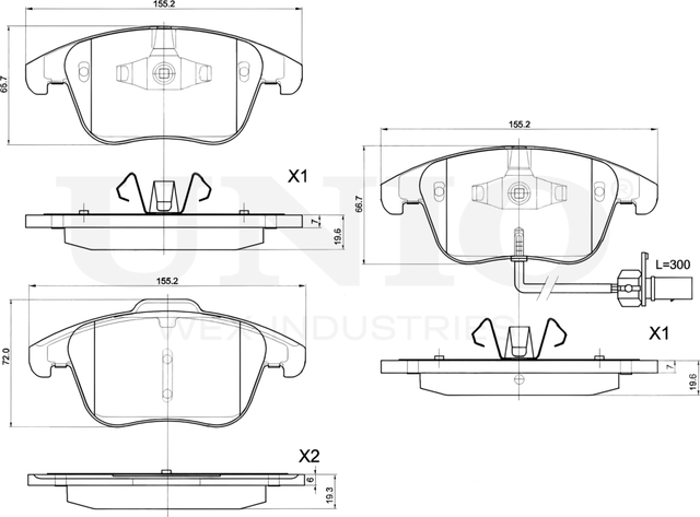 Колодки тормозные дисковые, комплект (Unio). Артикул BRP-20290