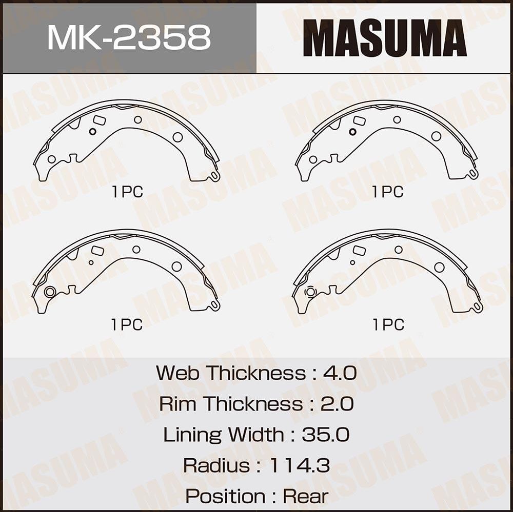 Тормозные колодки Masuma. Артикул MK-2358