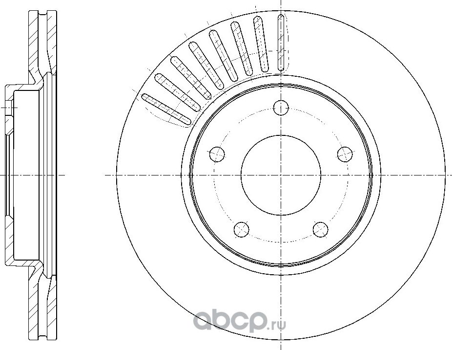 Диск тормозной вентилируемый (G-Brake). Артикул GR21276