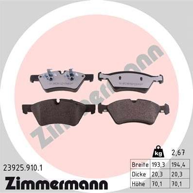 Тормозные колодки Zimmermann rd:z. Артикул 23925.910.1