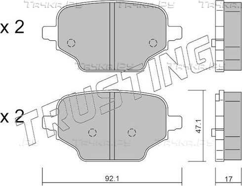 Тормозные колодки Trusting задние для Peugeot Rifter I 2018-2026. Артикул 1245.0
