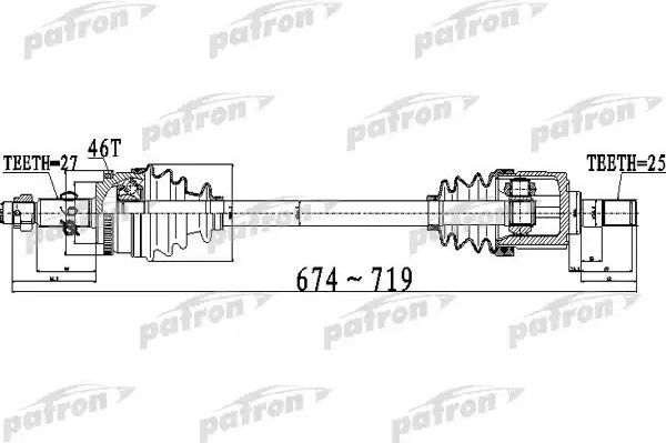 Полуось (привод в сборе, приводной вал) Patron. Артикул PDS0496