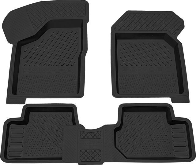 Коврики Rezkon резиновые (эконом) для салона Lada Samara 2114 2001-2013. Артикул 1039010100