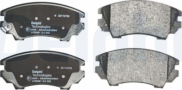 Тормозные колодки Delphi (Low-Metallic) передние для Chevrolet Malibu VIII 2012-2016. Артикул LP2081