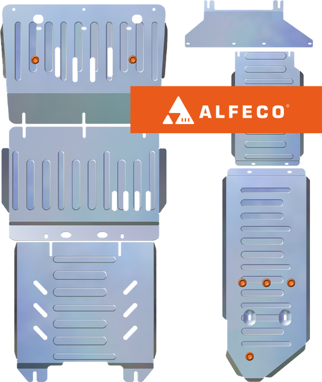 Защита алюминиевая для картера, КПП, РК и топливного бака (6 частей) Haval H9 4WD 2018-2026. Артикул ALF.55.06al