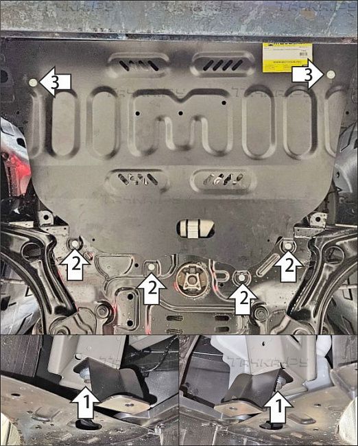 Защита Мотодор для картера и КПП GAC GS4 2024-2026. Артикул 77806