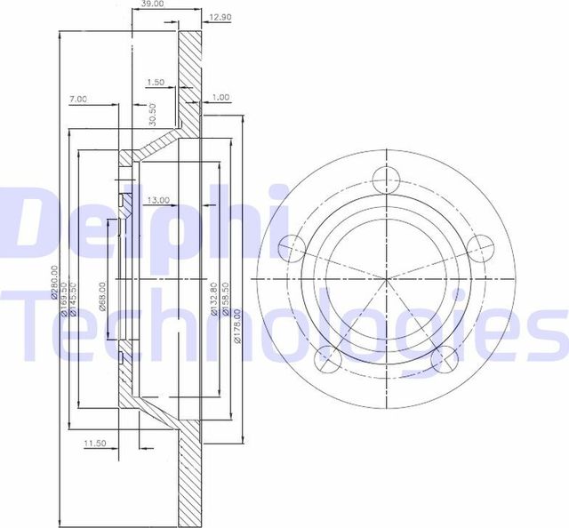 Тормозной диск Delphi передний для Audi A4 I (B5) 1994-1996. Артикул BG2987