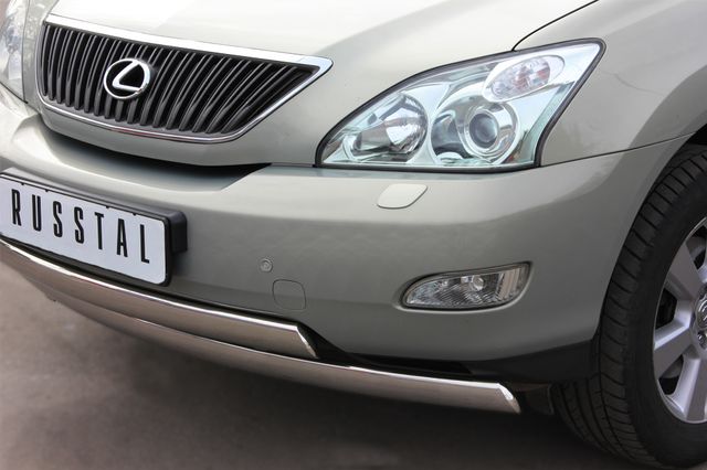 Защита RusStal переднего бампера двойная овальная дуга 75x42 мм для Lexus RX 300/330/350 2003-2009. Артикул LRZ-000398