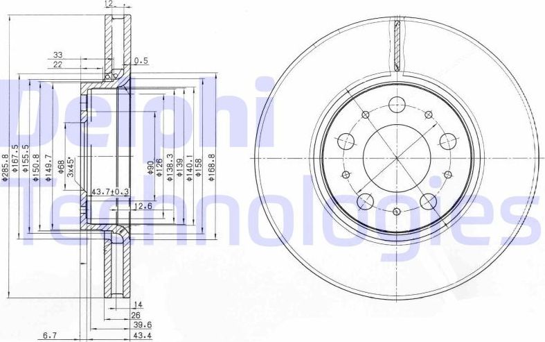 Тормозной диск Delphi. Артикул BG3513