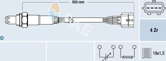 Лямбда-зонд (кислородный датчик) FAE. Артикул 77582