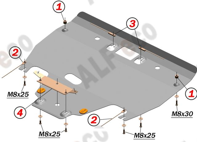 Защита алюминиевая Alfeco для картера Subaru Outback V 2014-2019. Артикул ALF.22.39 AL4