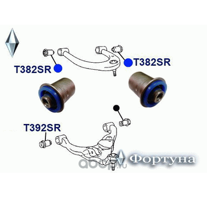 С/блок верхнего рычага, передней подвески, 14*46*62*45 (Фортуна). Артикул T382SR