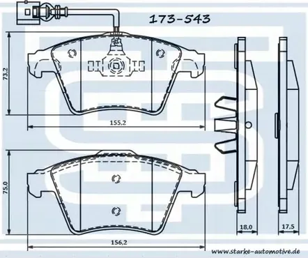 Колодки тормозные передние (Starke). Артикул 173543