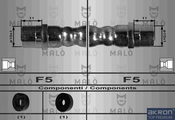 Тормозной шланг Malò передний для Volkswagen Transporter T4 1990-2003. Артикул 8057