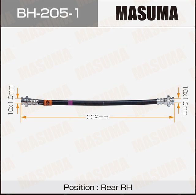 Тормозной шланг Masuma задний правый для Nissan Almera Classic I 2006-2013. Артикул BH-205